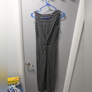 Tahari Black and White Striped Maxi Dress